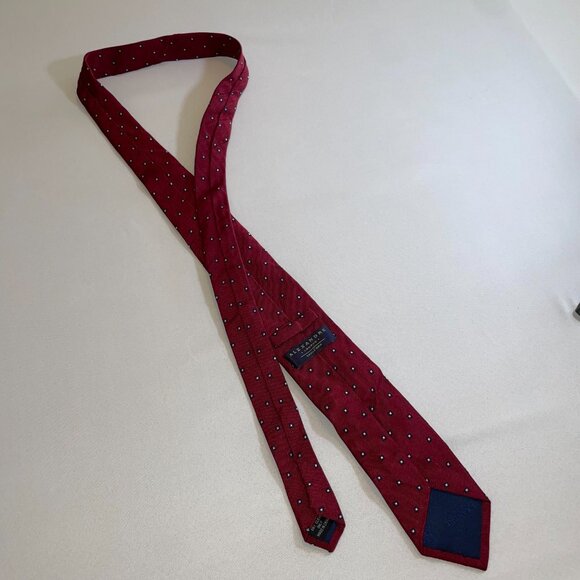 Alexandre London Saville Row Men's Red and Navy Blue Neck Tie 100% Silk - Picture 4 of 7